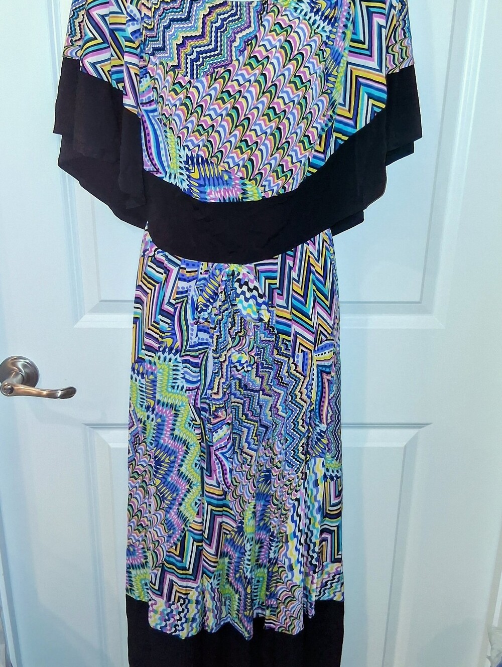 NEW Boutique Off Shoulder Multicolor Patterned Maxi Dress Lady's S M L